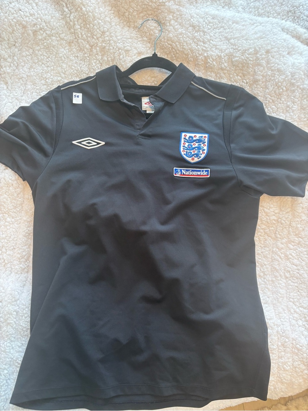 Umbro Black England Crest Polo Shirt with White Accents